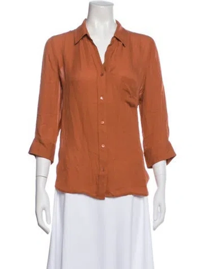 Pre-owned L'agence Silk V-neck Blouse In Orange