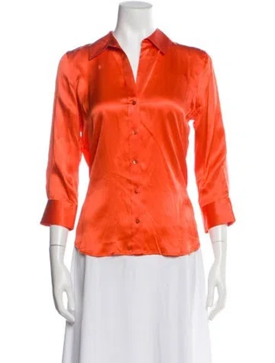 Pre-owned L'agence Silk V-neck Blouse In Orange