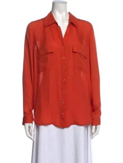 Pre-owned L'agence Silk V-neck Blouse In Orange