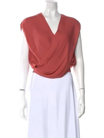 Pre-owned L'agence Silk V-neck Blouse In Pink