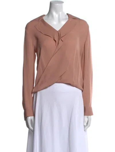 Pre-owned L'agence Silk V-neck Blouse In Pink