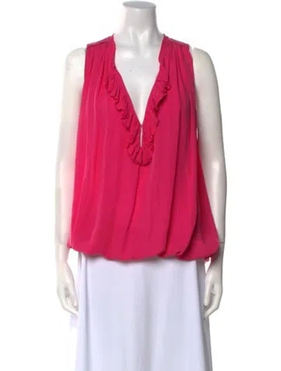 Pre-owned L'agence Silk V-neck Blouse In Pink