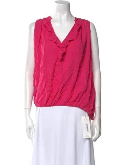 Pre-owned L'agence Silk V-neck Blouse In Pink