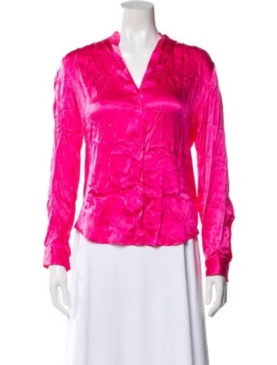 Pre-owned L'agence Silk V-neck Blouse In Pink