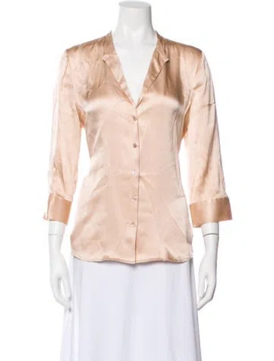 Pre-owned L'agence Silk V-neck Blouse In Pink