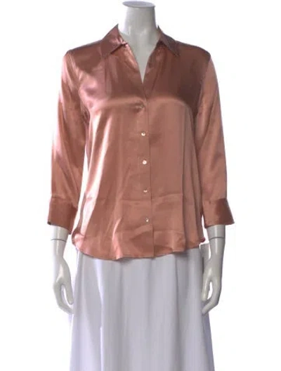 Pre-owned L'agence Silk V-neck Blouse In Pink
