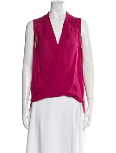 Pre-owned L'agence Silk V-neck Blouse In Pink
