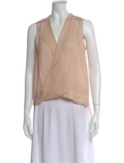 Pre-owned L'agence Silk V-neck Blouse In Pink
