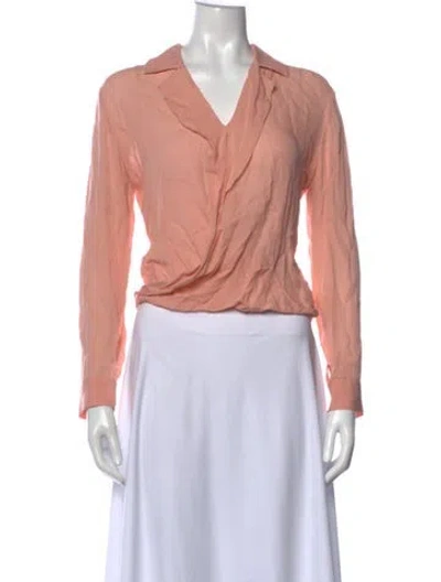Pre-owned L'agence Silk V-neck Blouse In Pink