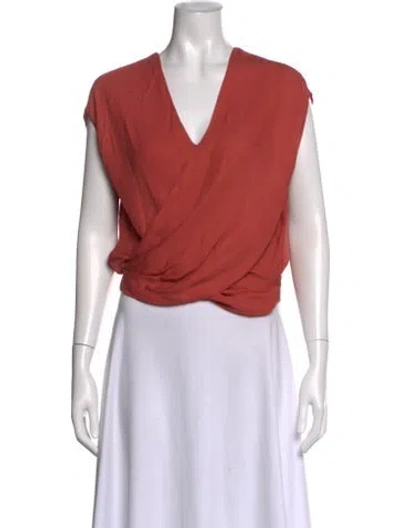 Pre-owned L'agence Silk V-neck Blouse In Pink