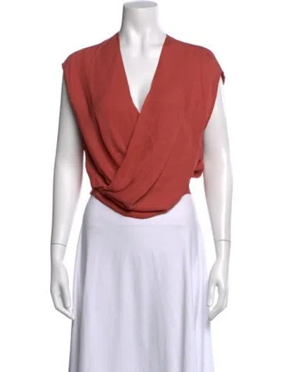 Pre-owned L'agence Silk V-neck Blouse In Pink