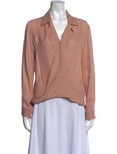 Pre-owned L'agence Silk V-neck Blouse In Pink