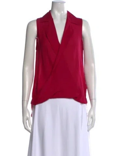 Pre-owned L'agence Silk V-neck Blouse In Pink