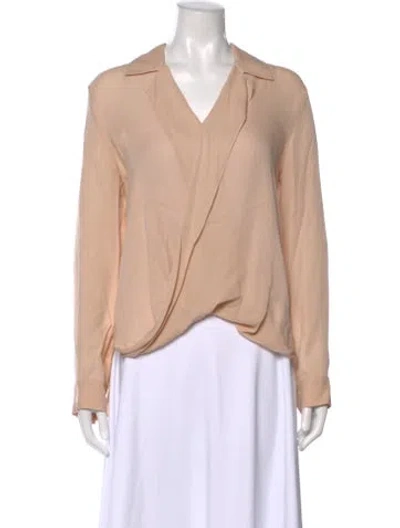 Pre-owned L'agence Silk V-neck Blouse In Pink