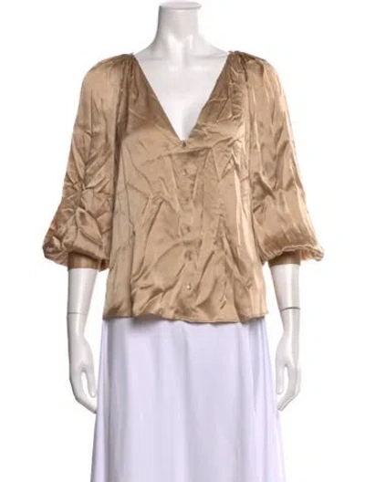 Pre-owned L'agence Silk V-neck Blouse In Pink