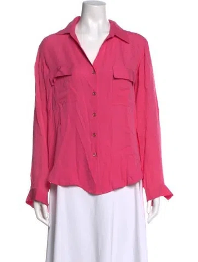 Pre-owned L'agence Silk V-neck Blouse In Pink