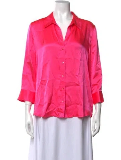 Pre-owned L'agence Silk V-neck Blouse In Pink