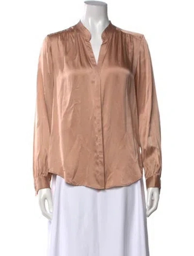 Pre-owned L'agence Silk V-neck Blouse In Pink