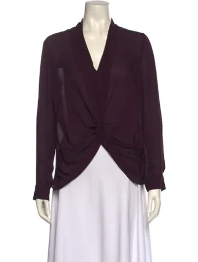 Pre-owned L'agence Silk V-neck Blouse In Purple