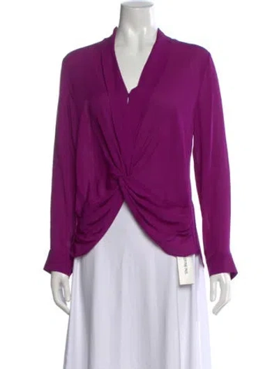 Pre-owned L'agence Silk V-neck Blouse In Purple
