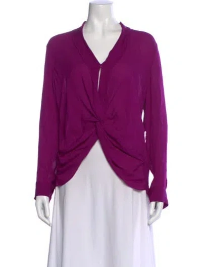 Pre-owned L'agence Silk V-neck Blouse In Purple