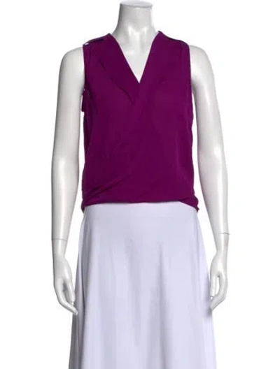 Pre-owned L'agence Silk V-neck Blouse In Purple