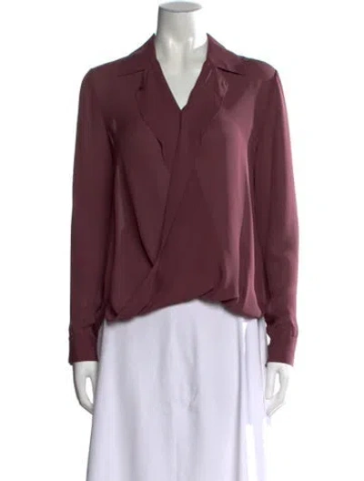 Pre-owned L'agence Silk V-neck Blouse In Purple