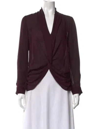 Pre-owned L'agence Silk V-neck Blouse In Purple
