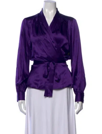 Pre-owned L'agence Silk V-neck Blouse In Purple