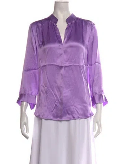 Pre-owned L'agence Silk V-neck Blouse In Purple