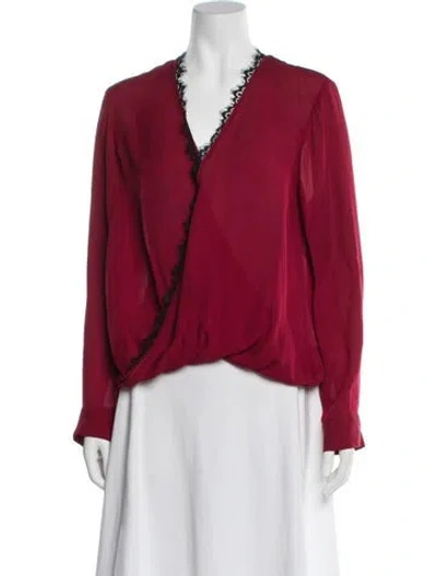 Pre-owned L'agence Silk V-neck Blouse In Red
