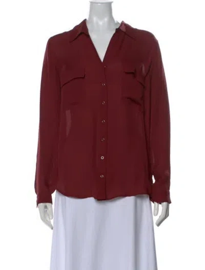 Pre-owned L'agence Silk V-neck Blouse In Red