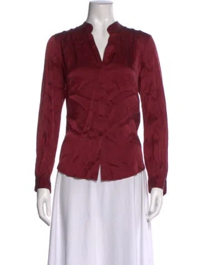 Pre-owned L'agence Silk V-neck Blouse In Red