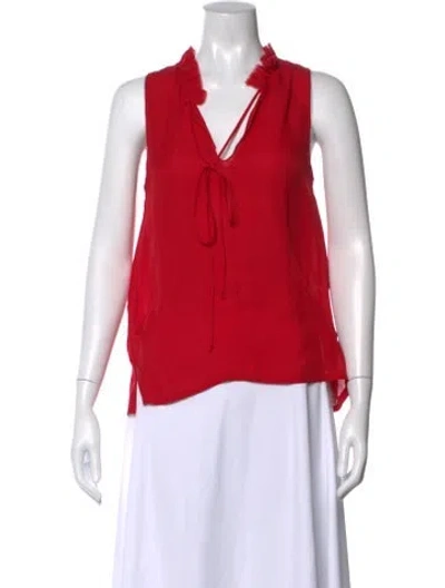 Pre-owned L'agence Silk V-neck Blouse In Red