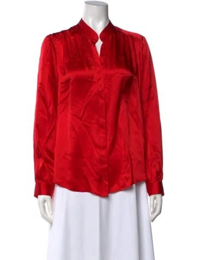 Pre-owned L'agence Silk V-neck Blouse In Red