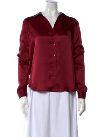 Pre-owned L'agence Silk V-neck Blouse In Red