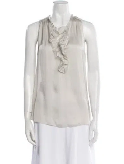 Pre-owned L'agence Silk V-neck Blouse In Silver