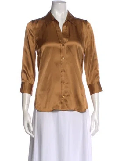 Pre-owned L'agence Silk V-neck Blouse W/ Tags In Brown