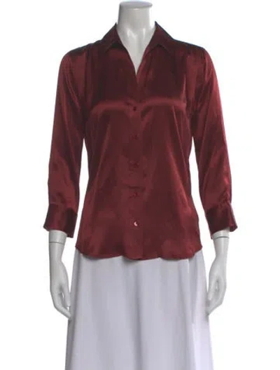 Pre-owned L'agence Silk V-neck Blouse W/ Tags In Brown