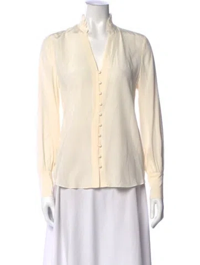 Pre-owned L'agence Silk V-neck Blouse W/ Tags In Neutral