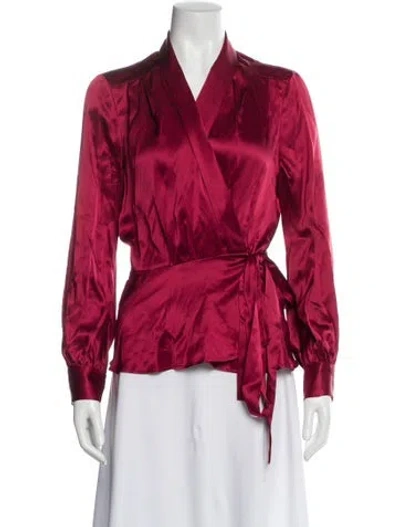 Pre-owned L'agence Silk V-neck Blouse W/ Tags In Red