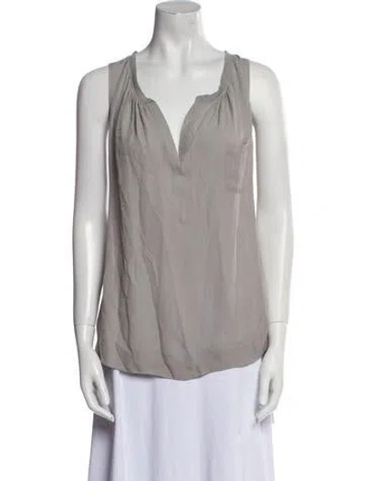 Pre-owned L'agence Silk V-neck Blouse In White
