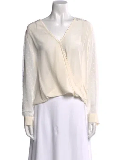 Pre-owned L'agence Silk V-neck Blouse In White