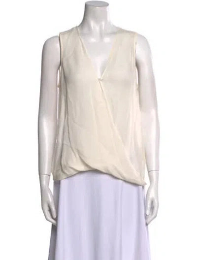 Pre-owned L'agence Silk V-neck Blouse In White
