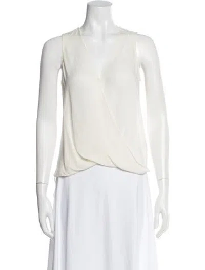 Pre-owned L'agence Silk V-neck Blouse In White