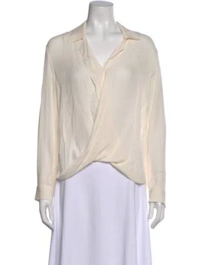 Pre-owned L'agence Silk V-neck Blouse In White