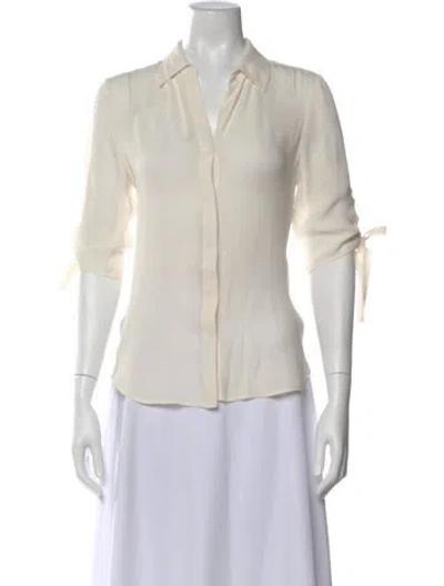 Pre-owned L'agence Silk V-neck Blouse In White