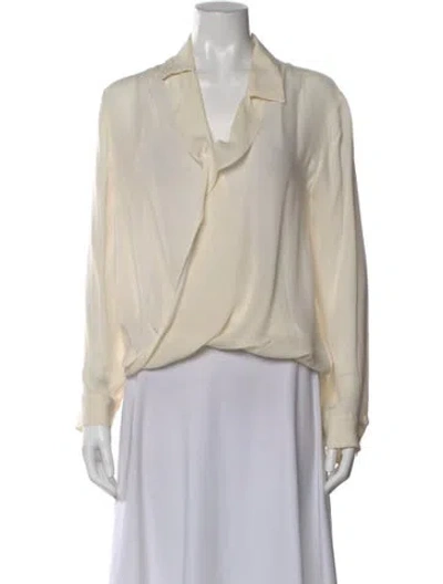 Pre-owned L'agence Silk V-neck Blouse In White
