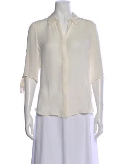 Pre-owned L'agence Silk V-neck Blouse In White
