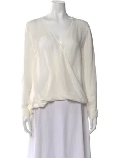 Pre-owned L'agence Silk V-neck Blouse In White